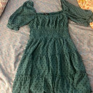 cute forest green poka dot dress